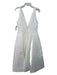 Amsale Size 8 White Polyester V Neck & Back Sleeveless Pleat Detail Midi Dress White / 8