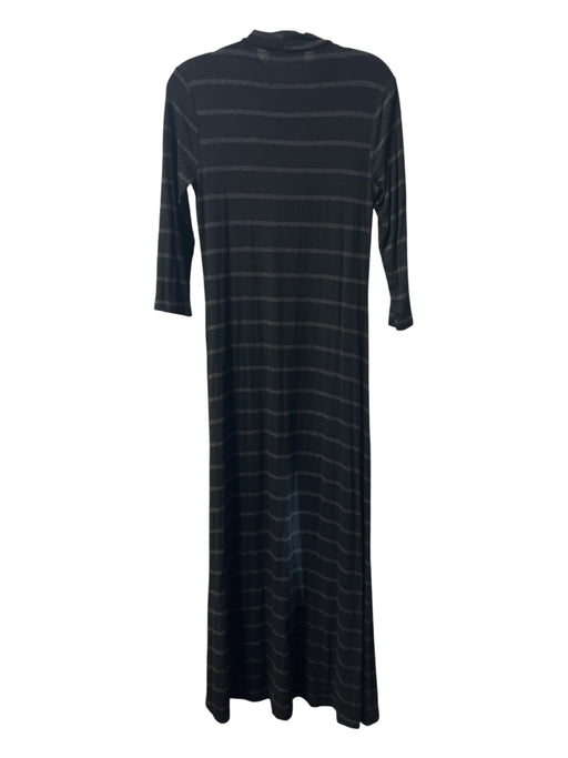 Saturday Kate Spade Size Small Black & Gray Rayon Blend Wide Stripes Maxi Dress Black & Gray / Small
