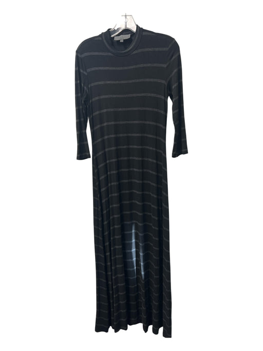 Saturday Kate Spade Size Small Black & Gray Rayon Blend Wide Stripes Maxi Dress Black & Gray / Small
