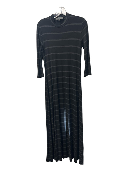 Saturday Kate Spade Size Small Black & Gray Rayon Blend Wide Stripes Maxi Dress Black & Gray / Small
