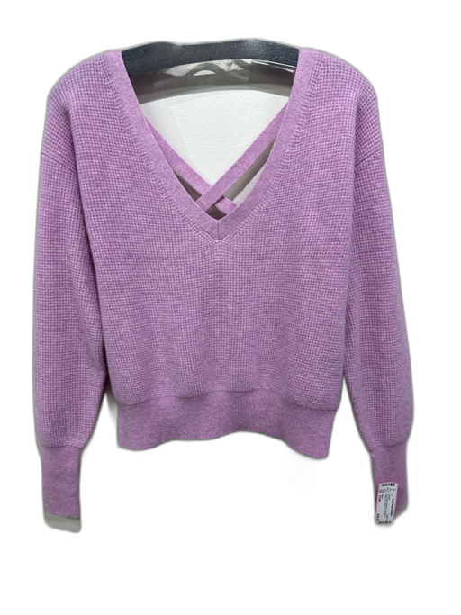 Maeve Size Small Pink Purple Cashmere Long Sleeve Waffle Knit V Neck Sweater Pink Purple / Small