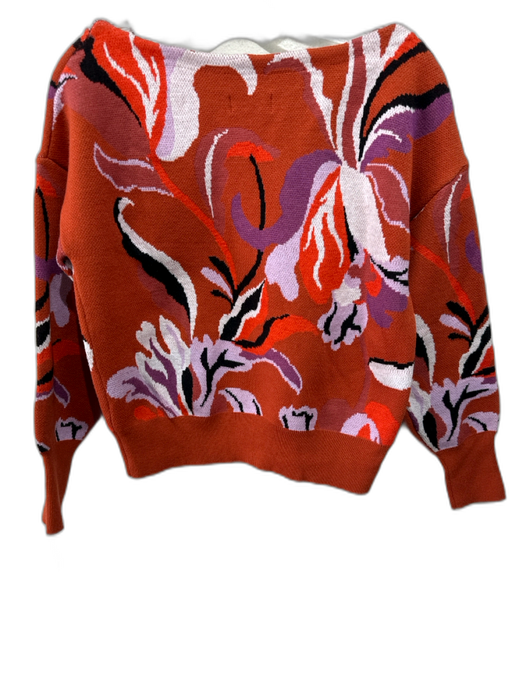 Maeve Size XS Orange & Multi Viscose Blend Wide Neck Abstract Print Sweater Orange & Multi / XS