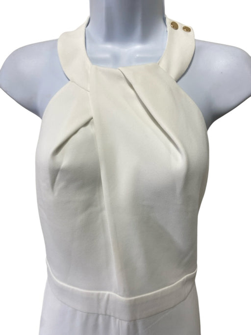 Ted Baker Size 2 White Polyester Twist Neck Detail Straight Leg Jumpsuit White / 2