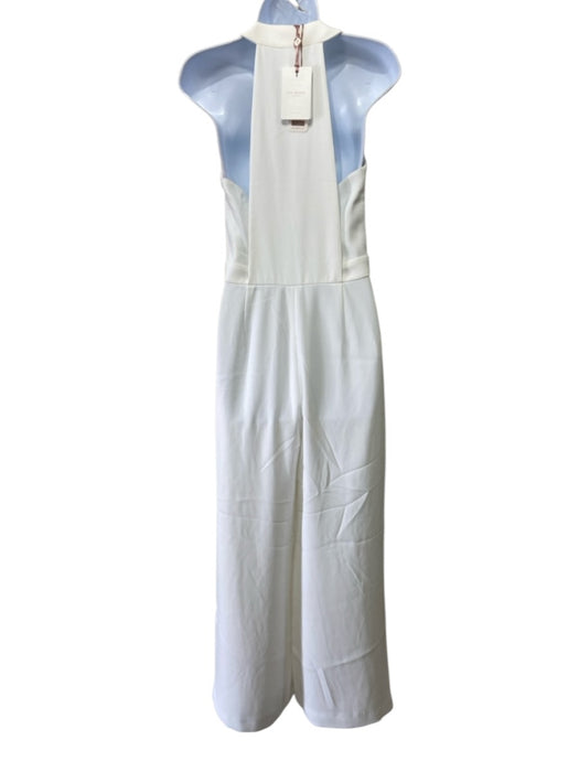 Ted Baker Size 2 White Polyester Twist Neck Detail Straight Leg Jumpsuit White / 2