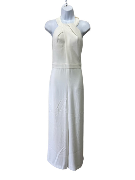 Ted Baker Size 2 White Polyester Twist Neck Detail Straight Leg Jumpsuit White / 2