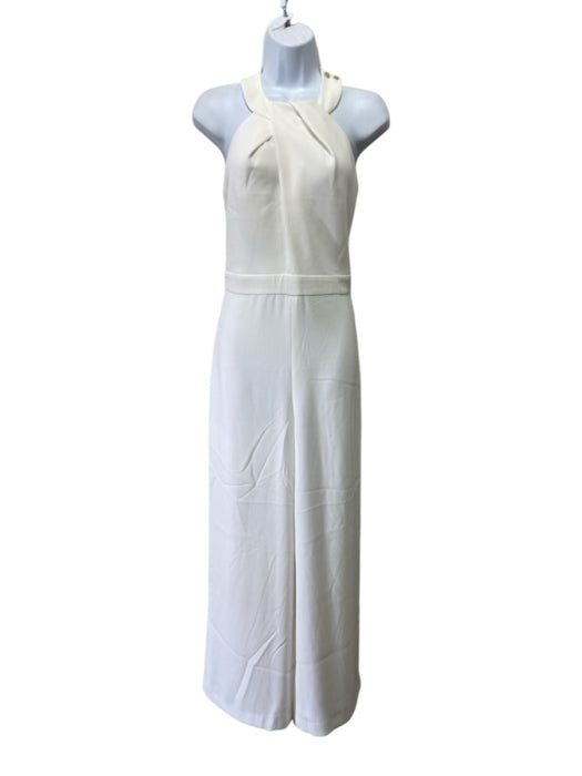 Ted Baker Size 2 White Polyester Twist Neck Detail Straight Leg Jumpsuit White / 2