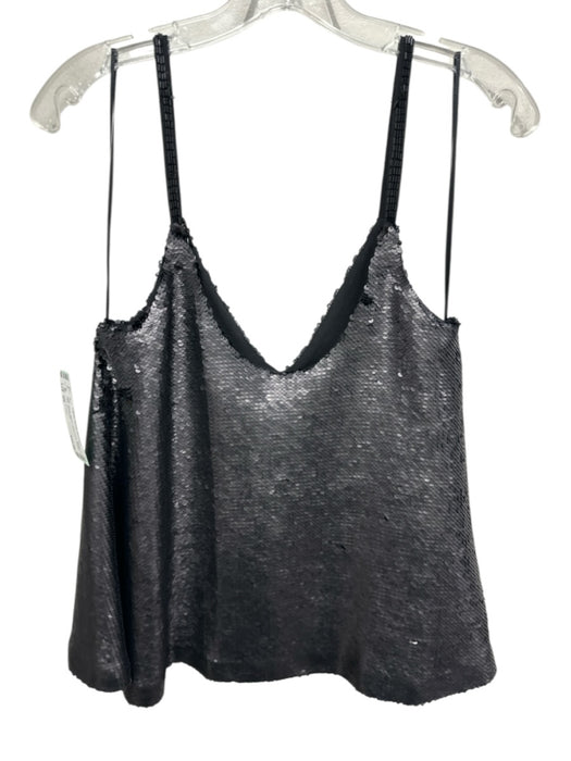 Paper Crown Size XS Black Rayon Sleeveless Sequin Tank Top Black / XS