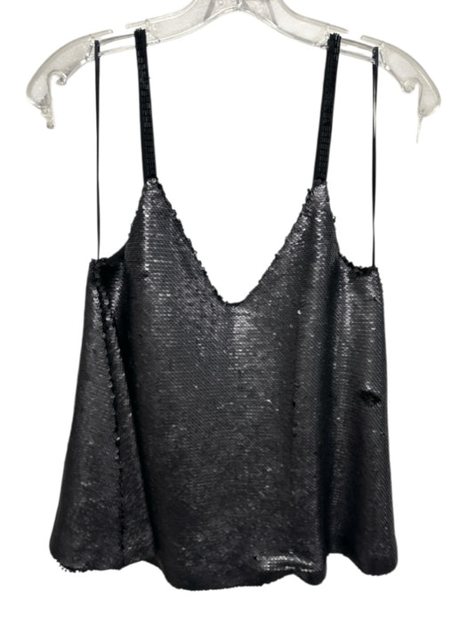 Paper Crown Size XS Black Rayon Sleeveless Sequin Tank Top Black / XS