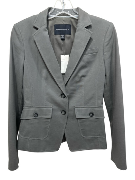 Banana Republic Size 0 Gray Cotton & Modal Long Sleeve Blazer 2 Button Jacket Gray / 0