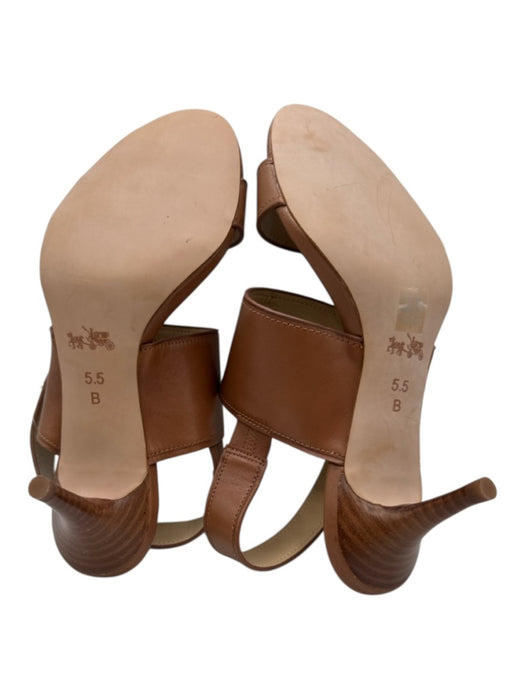 Coach Shoe Size 5.5 Brown Leather open toe Slingback Kitten Heel Sandals Brown / 5.5