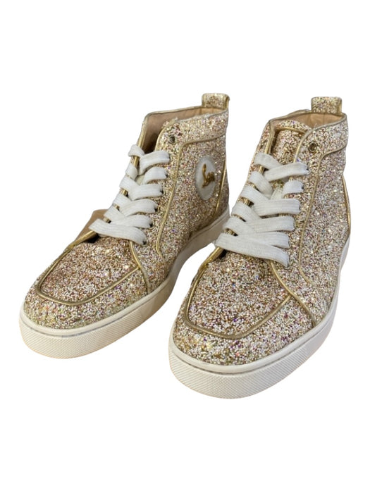 Christian Louboutin Shoe Size 40 Multi Gold Glitter High Top Lace Up Sneakers Multi Gold / 40