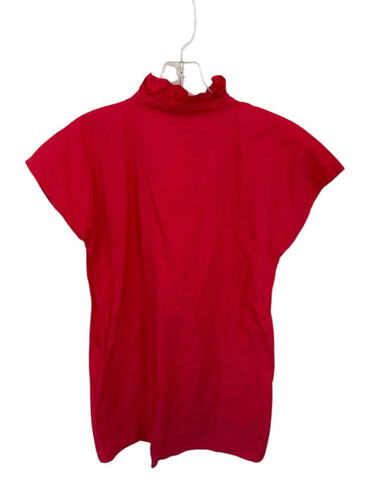 Never a Wallflower Size S Tomato Cotton Mini Ruffle V Neck Pockets Dress Tomato / S