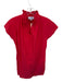 Never a Wallflower Size S Tomato Cotton Mini Ruffle V Neck Pockets Dress Tomato / S