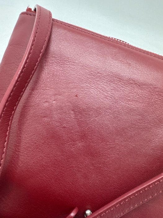 Celine Dark Red Leather Silver Hardware Crossbody Bag