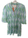 Emily McCarthy Size S Aqua & Blue Rayon Blend Chevron Long Balloon Sleeve Dress Aqua & Blue / S