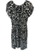 Nicole Miller Size S Black & Cream Linen Cap Sleeve Flowers Elastic Waist Dress Black & Cream / S