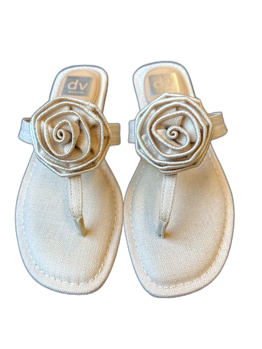 Dolce Vita Shoe Size 8 Tan Canvas Thong Flower Application Sandals Tan / 8
