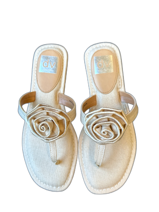 Dolce Vita Shoe Size 8 Tan Canvas Thong Flower Application Sandals Tan / 8