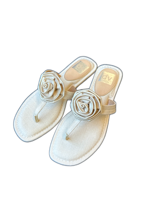 Dolce Vita Shoe Size 8 Tan Canvas Thong Flower Application Sandals Tan / 8