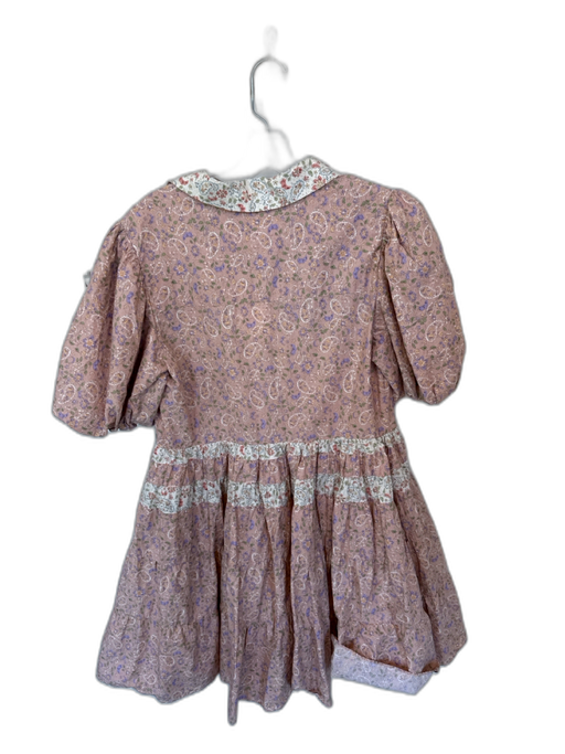 Aureum Size S Mauve & Green Cotton Short Balloon Sleeve Paisley Flowers Dress Mauve & Green / S