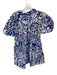 MSK Size Small Blue & White Cotton Abstract Quarter Button Balloon Sleeve Dress Blue & White / Small