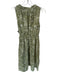Tuckernuck Size M Green Cotton Flowers Scrunch Waist high neck Maxi Dress Green / M
