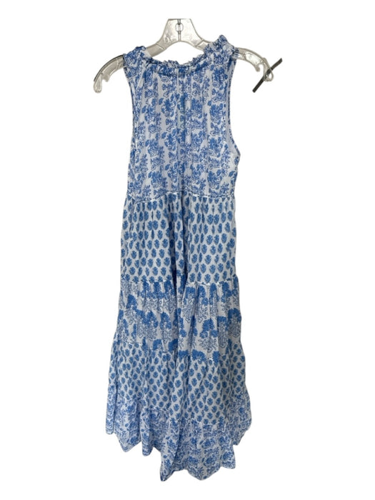 Calypso Size XS Blue & White Cotton Sleeveless Block Print Maxi Dress Blue & White / XS