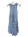 Calypso Size XS Blue & White Cotton Sleeveless Block Print Maxi Dress Blue & White / XS