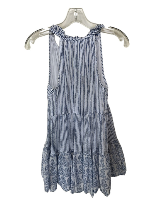 Calypso Size XS Blue & White Cotton Sleeveless Striped V Neck Dress Blue & White / XS