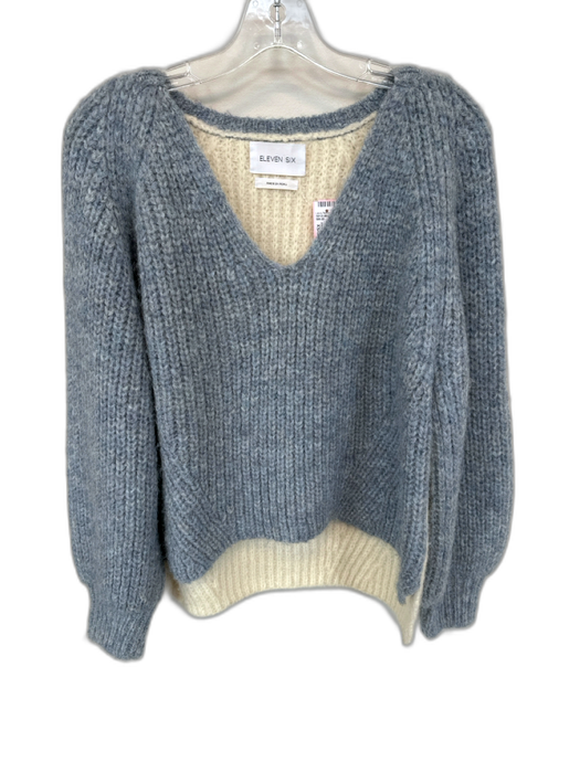 Eleven Six Size XS/S Blue & White Alpaca Blend Color Block Sweater Blue & White / XS/S