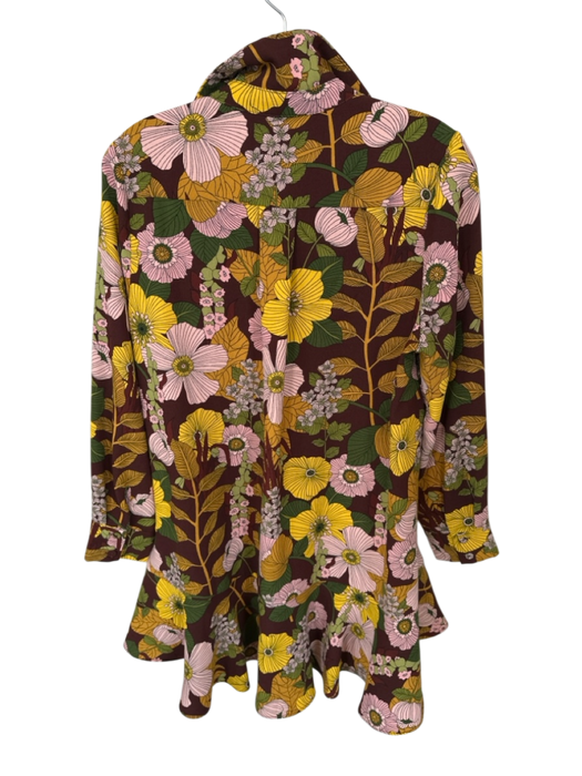 Tuckernuck Size S Maroon & Multi Polyester Button Down Floral Long Sleeve Dress Maroon & Multi / S