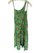 SWF Size Est S Green & Pink Cotton One Shoulder smocked Flowers Maxi Dress Green & Pink / Est S