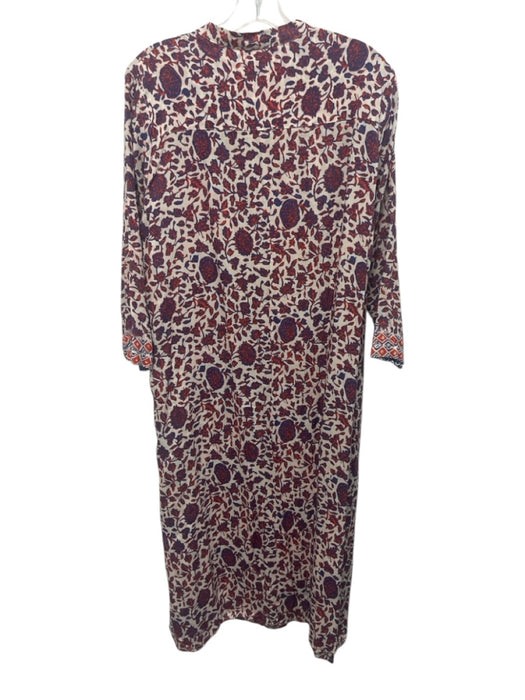 Natalie Martin Size XS Red, Blue, White Rayon Raw Edge Leaves Split Hem Dress Red, Blue, White / XS