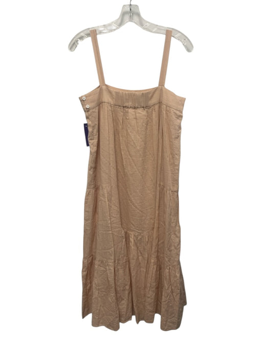 Jenni Kayne Size XS Pale Orange Cotton Gathered Square Neck Pinstripe Dress Pale Orange / XS