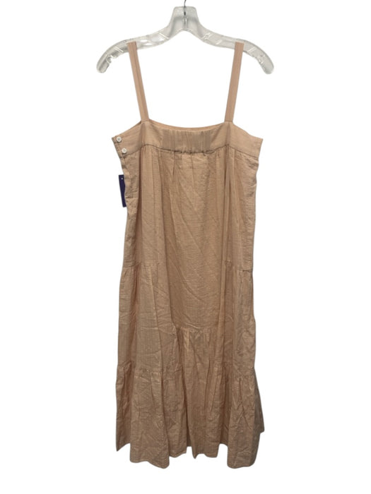 Jenni Kayne Size XS Pale Orange Cotton Gathered Square Neck Pinstripe Dress Pale Orange / XS