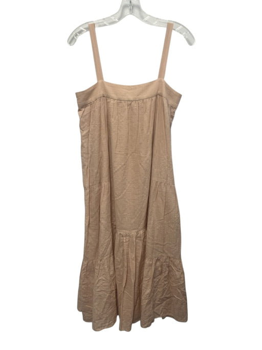 Jenni Kayne Size XS Pale Orange Cotton Gathered Square Neck Pinstripe Dress Pale Orange / XS