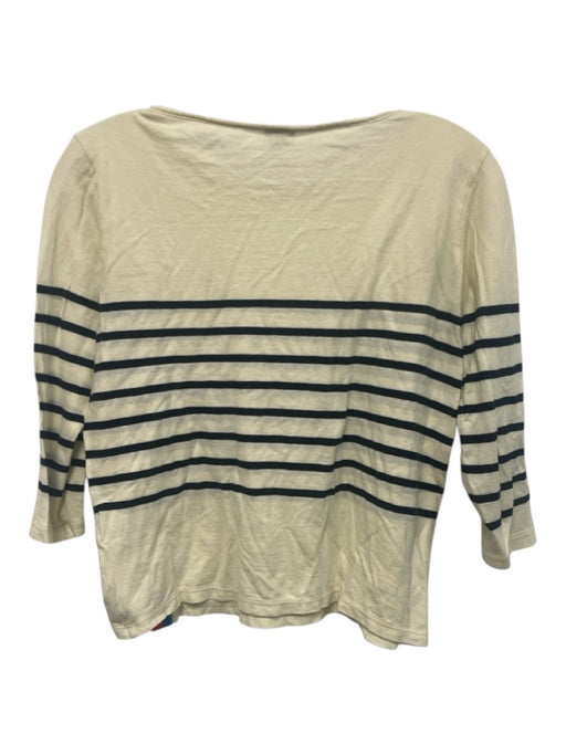 Kule Size XS Beige & Black Cotton Stripe 3/4 Sleeve Top Beige & Black / XS