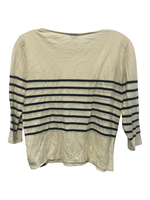 Kule Size XS Beige & Black Cotton Stripe 3/4 Sleeve Top Beige & Black / XS