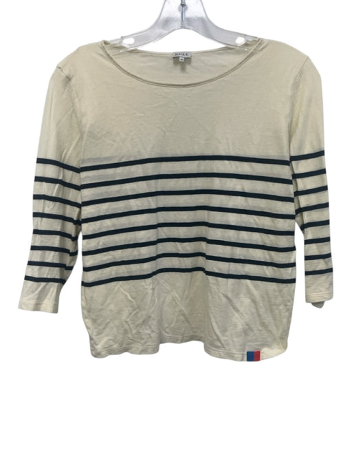 Kule Size XS Beige & Black Cotton Stripe 3/4 Sleeve Top Beige & Black / XS