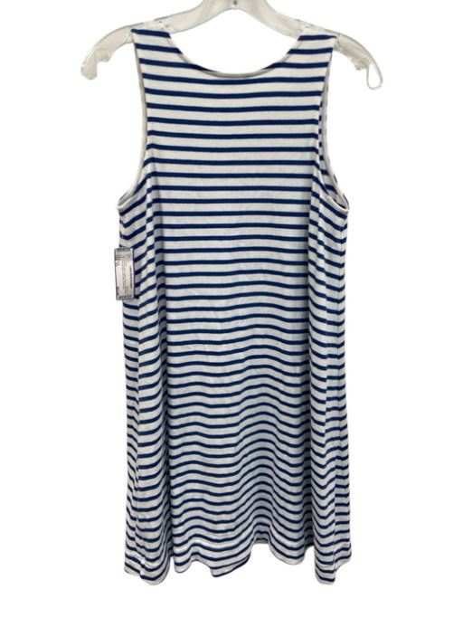 AYR Size XS White & Blue Cotton Striped Sleeveless Round Neck Shift Dress White & Blue / XS