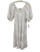 Nation Size XS White Cotton Textured Short Puff Sleeve Tiered Midi Dress White / XS