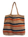 Someware Tan, Orange & Blue Straw Woven Double Handle Tote Bag Tan, Orange & Blue / XL