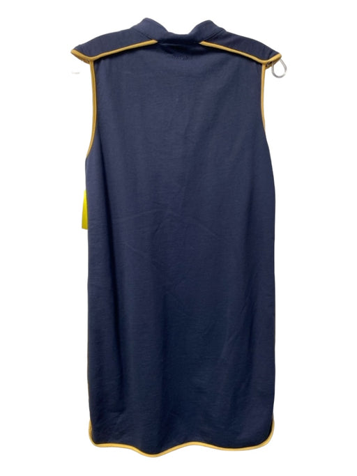 See By Chloe Size 4 Navy & Yellow Cotton Round Neck 3/4 Button Knee Length Dress Navy & Yellow / 4