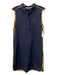 See By Chloe Size 4 Navy & Yellow Cotton Round Neck 3/4 Button Knee Length Dress Navy & Yellow / 4