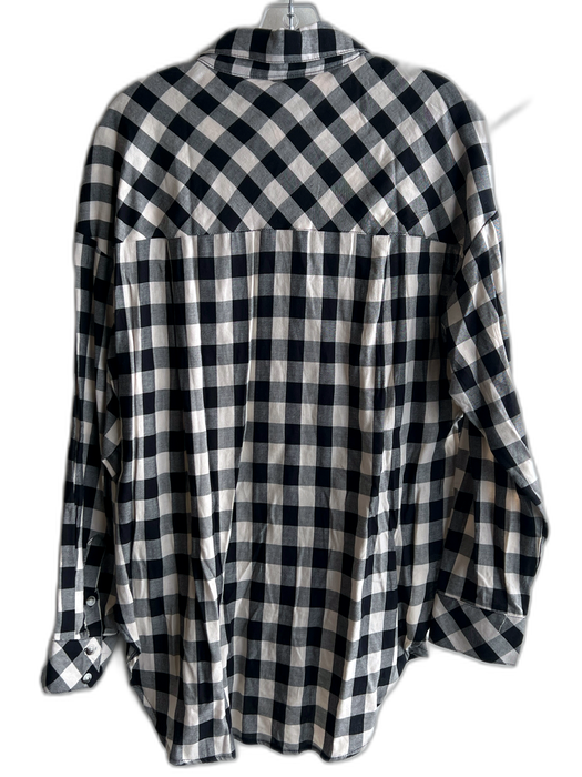 Sanctuary Size XS Ivory & Black Cotton Blend Collared Button Down Plaid Top Ivory & Black / XS