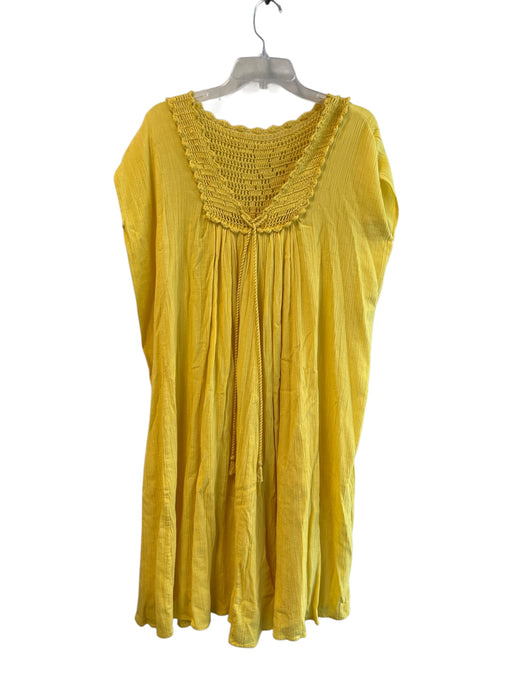 Suzie Kondi Size One Size Yellow No Fabric Tag Sleeveless Knit Maxi Coverup Yellow / One Size
