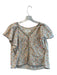 The Great Size 0 White & Multi Cotton Button Down Floral Short Sleeve Hi Lo Top White & Multi / 0