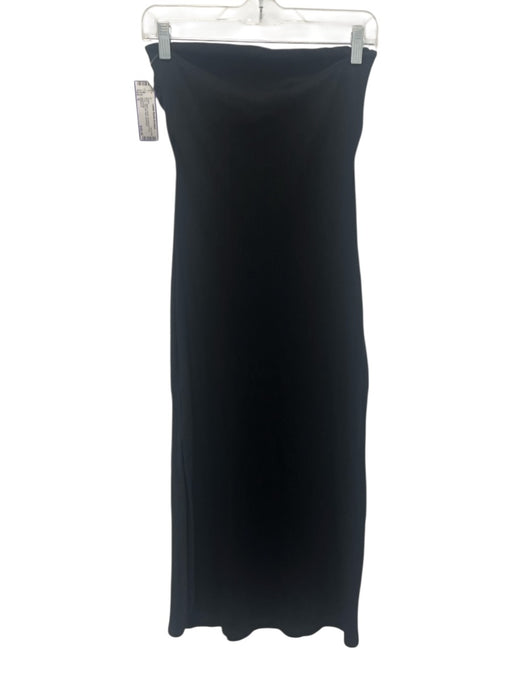 Vitamin A Size S Black Tencel Knickknack Print Tube Side Slit Midi Dress Black / S