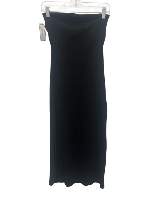 Vitamin A Size S Black Tencel Knickknack Print Tube Side Slit Midi Dress Black / S