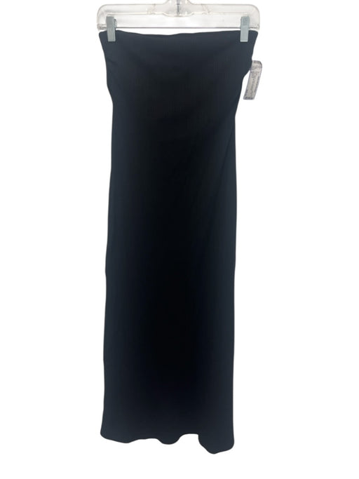 Vitamin A Size S Black Tencel Knickknack Print Tube Side Slit Midi Dress Black / S